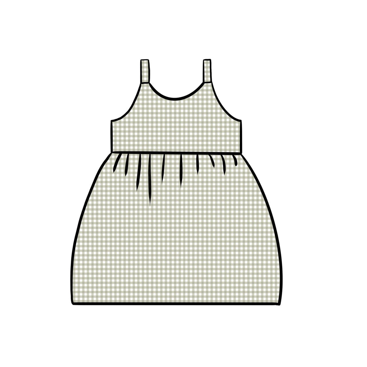 Gathered Dress | Sage Gingham
