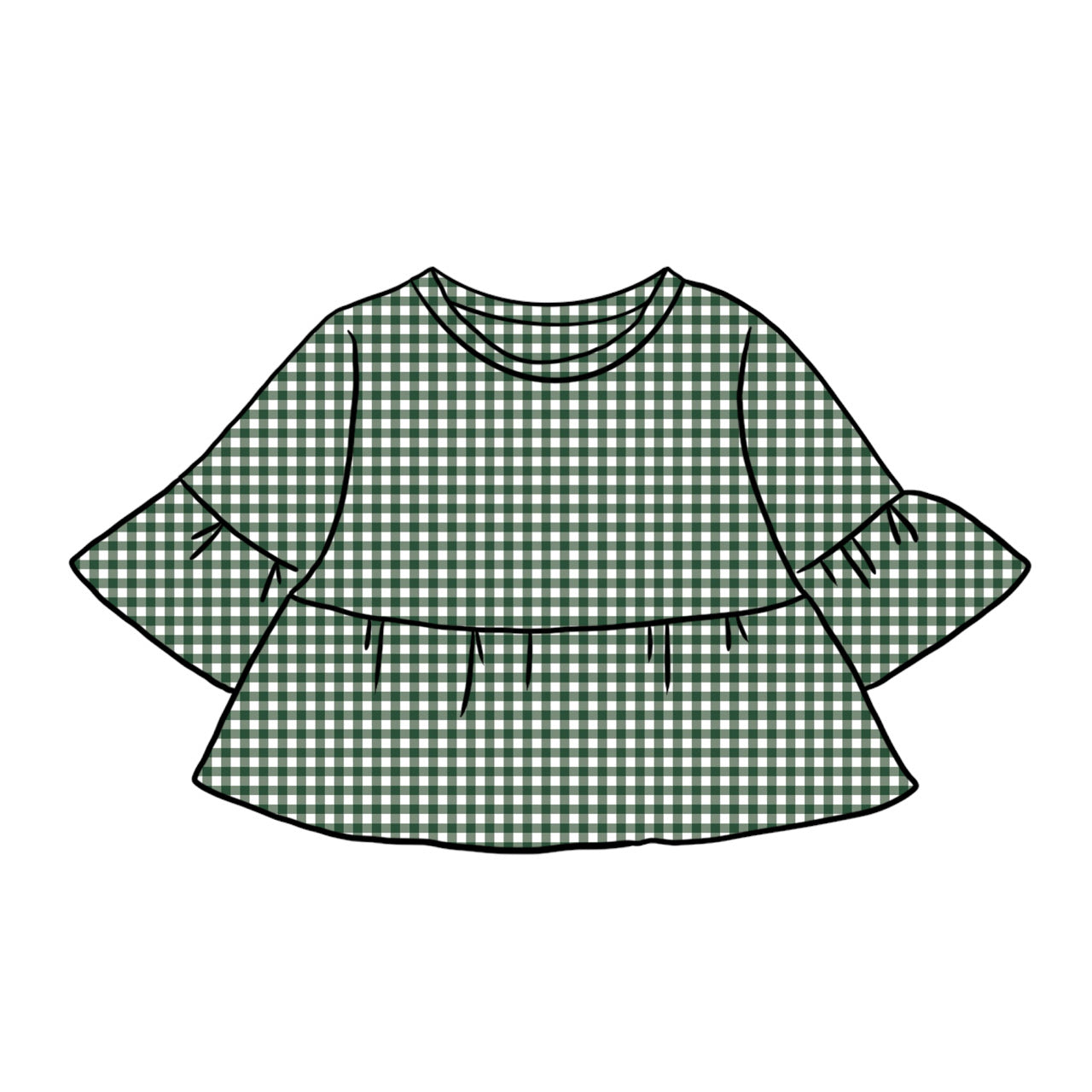 Peplum Tops | Green Gingham