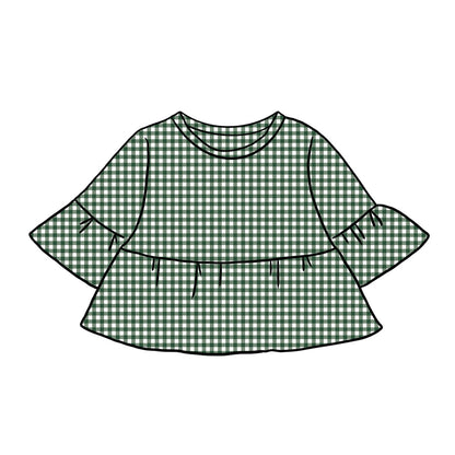 Peplum Tops | Green Gingham