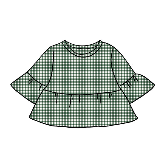 Peplum Tops | Green Gingham