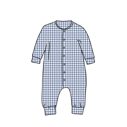 Popperdown Romper | Blue Gingham