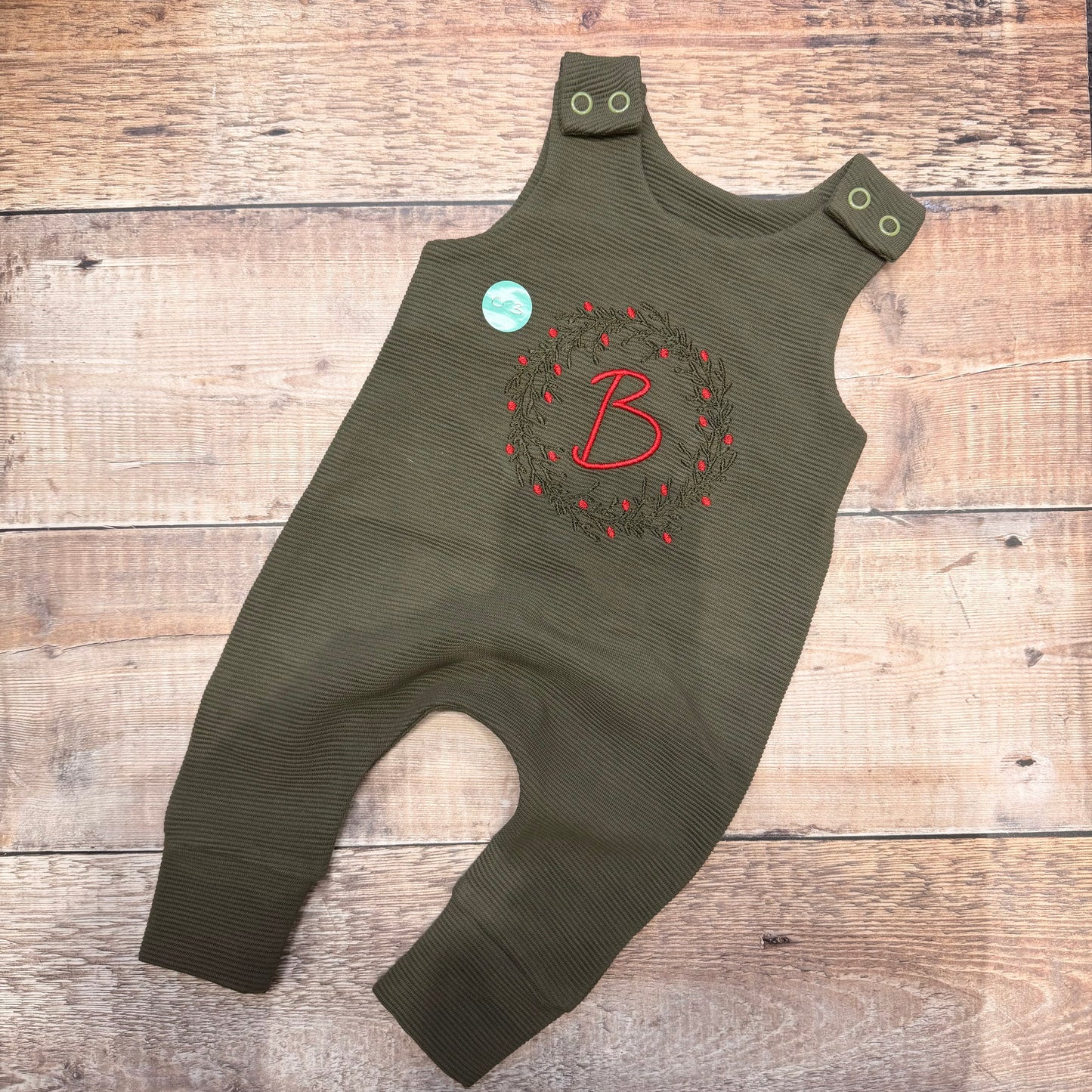 B Wreath Harem Romper | Green