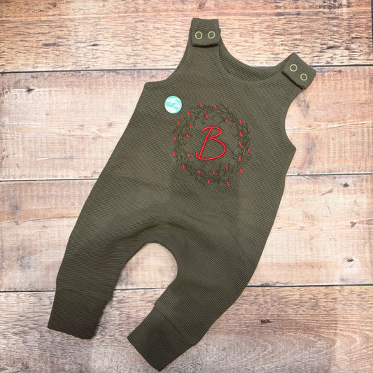 B Wreath Harem Romper | Green