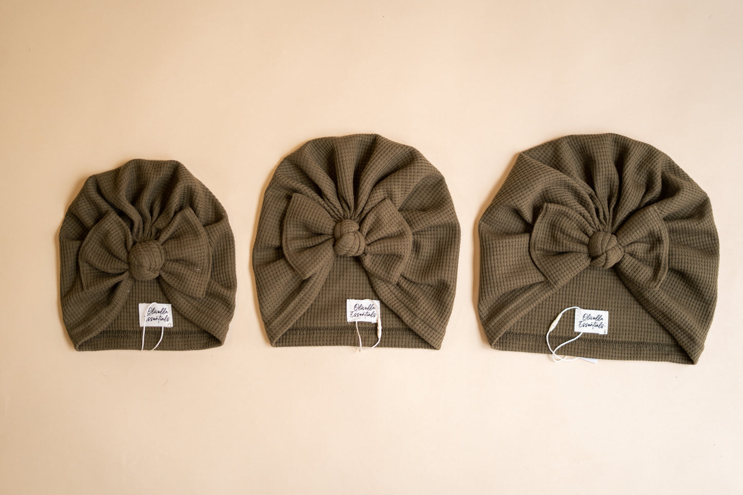 Waffle Knit Bow Turban - Forest Green