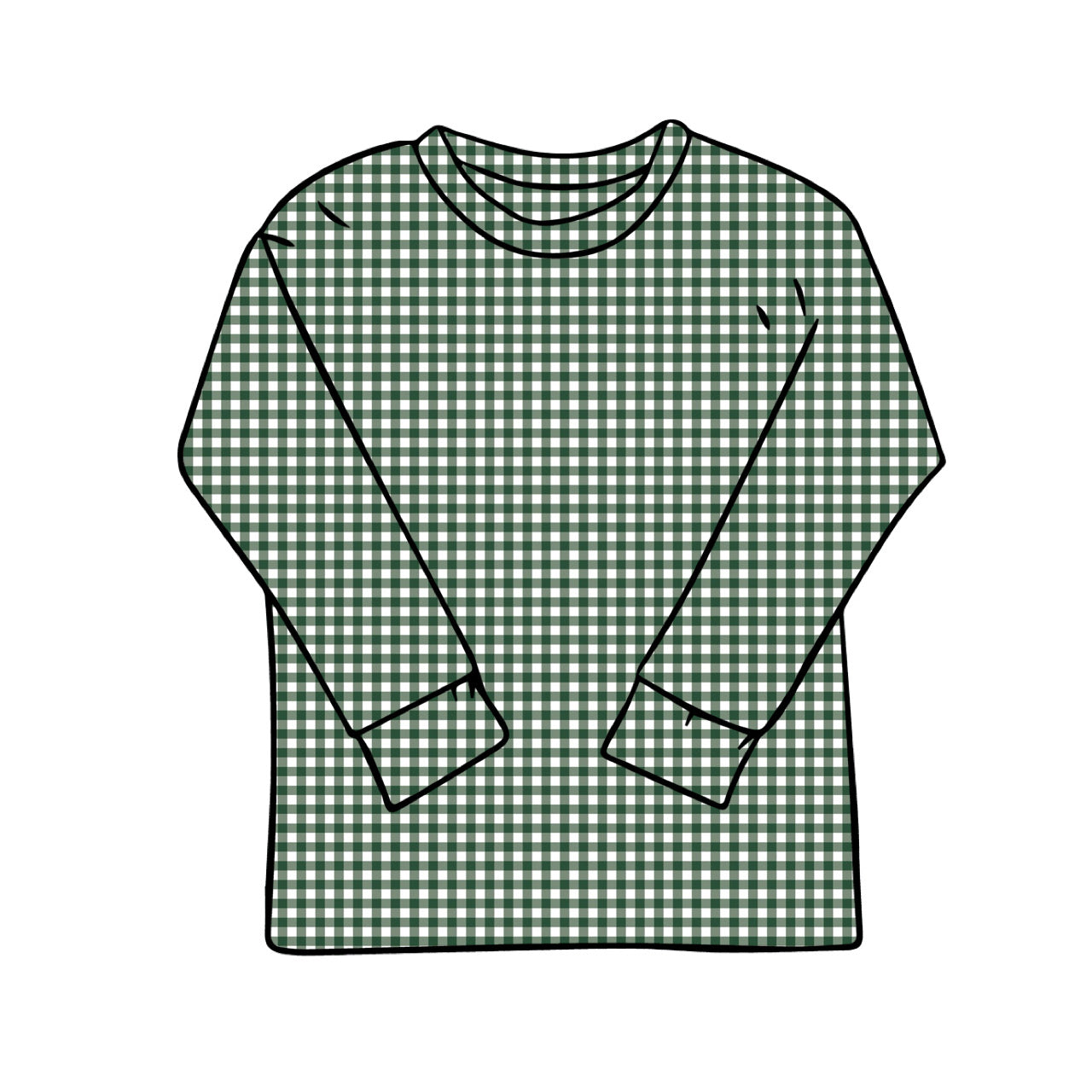 Baggy Tees | Long + Short Sleeve | Green Gingham