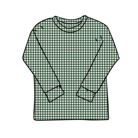 Baggy Tees | Long + Short Sleeve | Green Gingham
