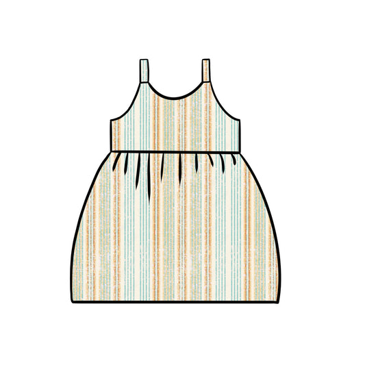 Junior Gathered Dress | Summer Stripe