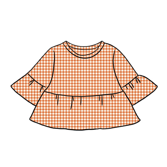 Peplum Tops | Orange Gingham
