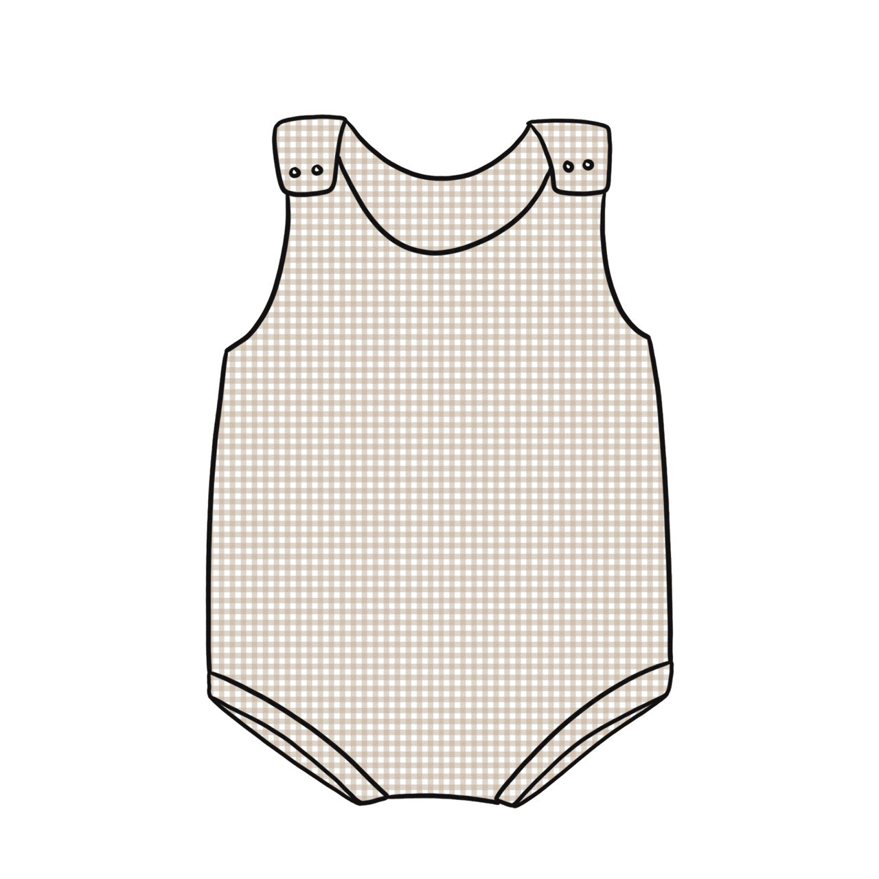 Bummie Romper | Beige Gingham
