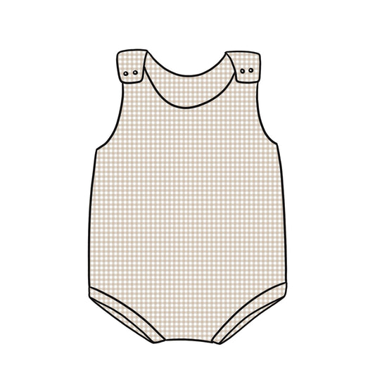 Bummie Romper | Beige Gingham