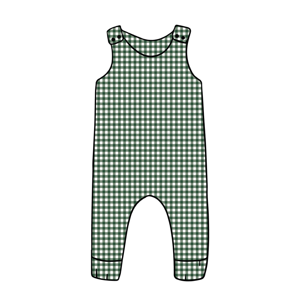 Harem Romper | Green Gingham