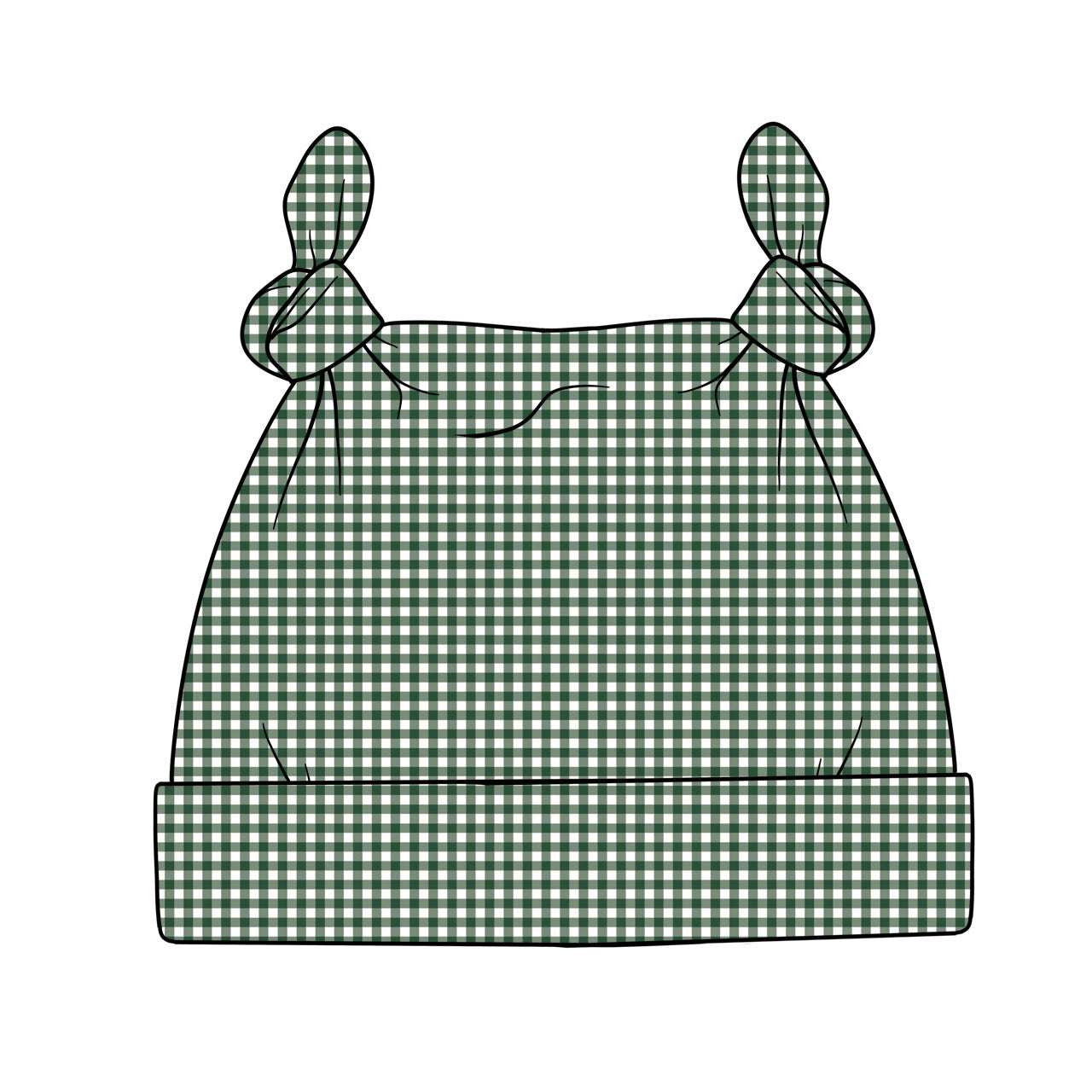 Double Knot Hat | Green Gingham