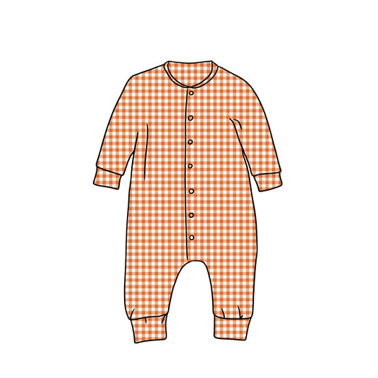 Popperdown Romper | Orange Gingham