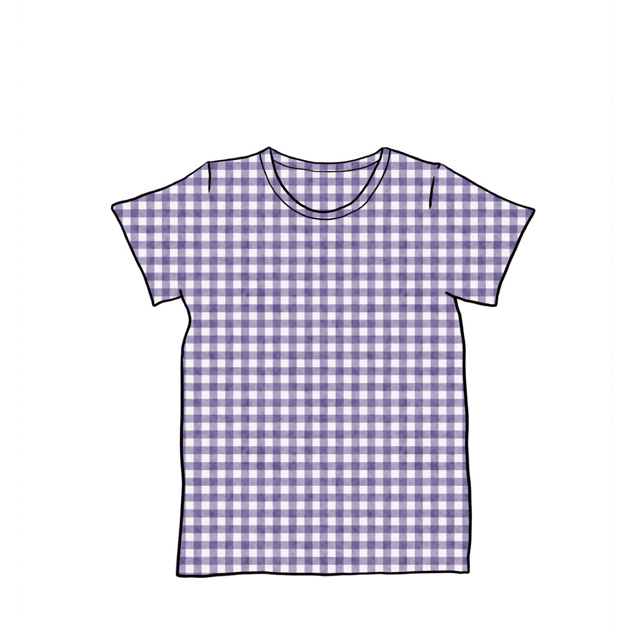 Junior Baggy Tees | Long + Short Sleeve | Purple Gingham