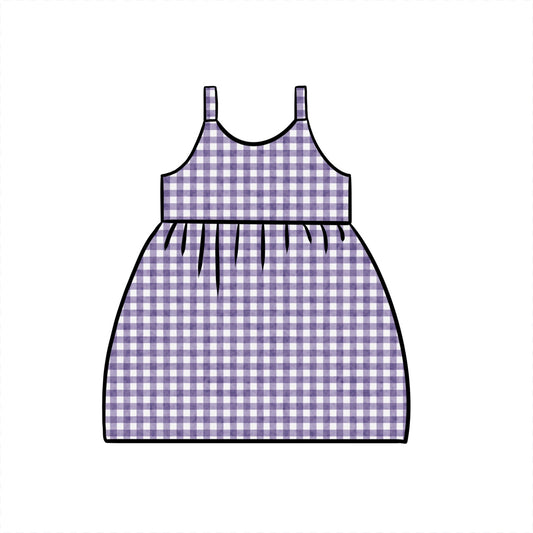 Gathered Dress | Purple Gingham