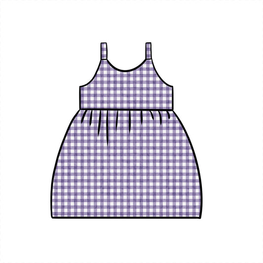 Junior Gathered Dress | Purple Gingham