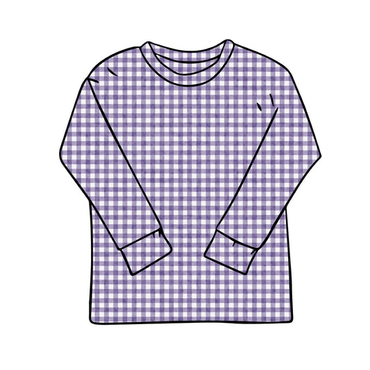 Baggy Tees | Long + Short Sleeve | Purple Gingham